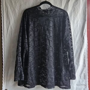 Torrid Black Lace Mock Neck Long Sleeve Top Plus Size